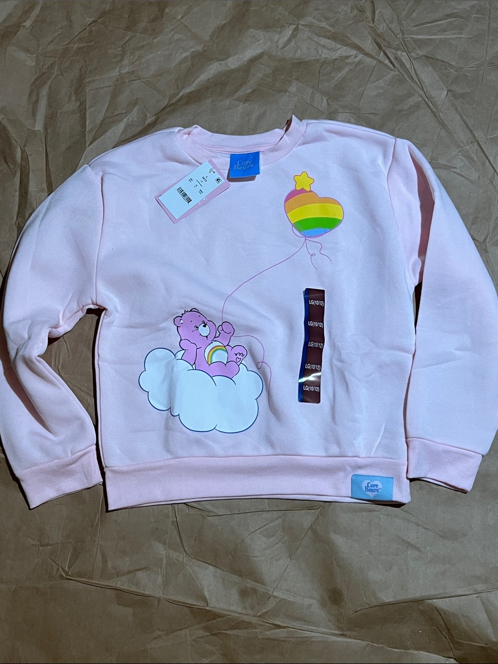Care Bears Pink Girls' Sweatshirt with Rainbow Heart Balloon